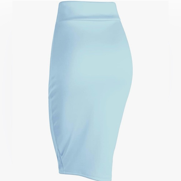 Women's Elastic Waist Stretch Bodycon Midi Knee Length Pencil Skirt for Office - Picture 4 of 6